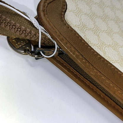 CELINE White Coated Canvas Triumph Handbag Golden hardware-(SKU)-953110143