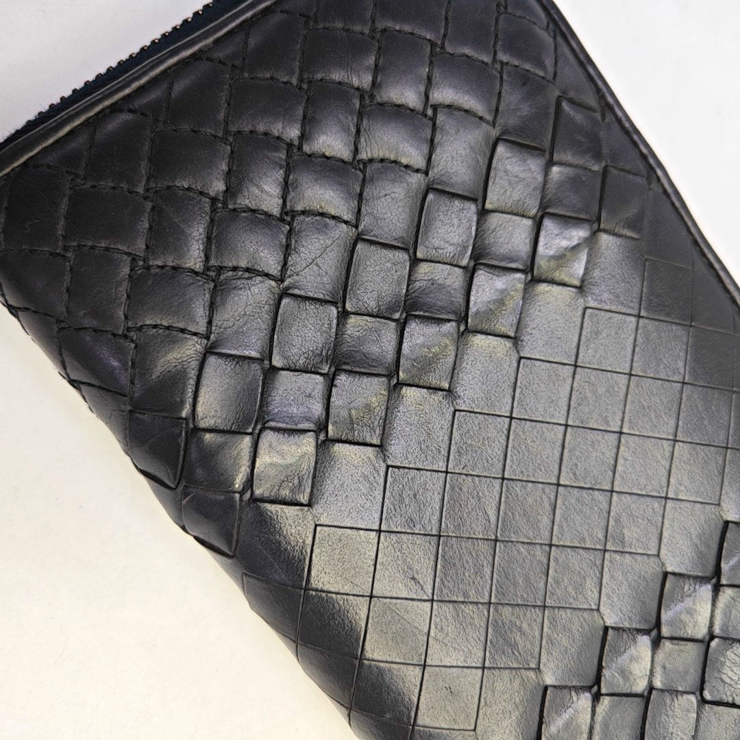 BOTTEGA VENETA Black Cowhide Woven Wallet Black hardware-(SKU)-947169349