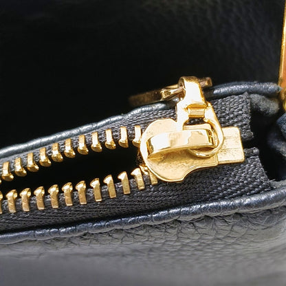LOUIS VUITTON MULTI Black Leather Embossed Crossbody Handbag Single Shoulder Bag Golden Hardware Removable Strap 2 Straps-(SKU)-969245680