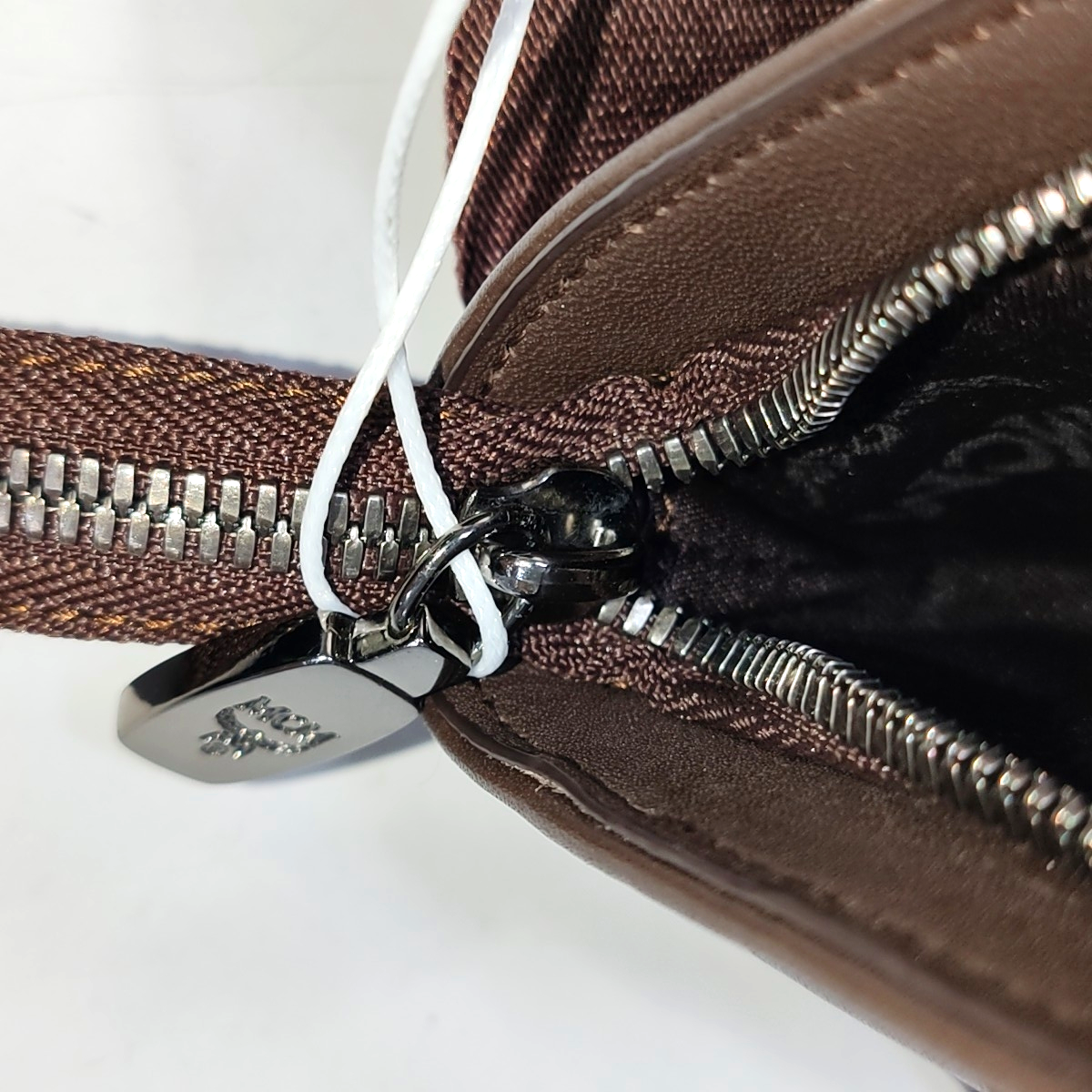 MCM Dark Brown Leather Cutout Crossbody Shoulder Bag Silver Hardware-(SKU)-944545027