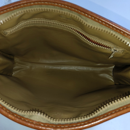CELINE MACADAM CLUTCHES Khaki Coated Canvas Triumph Clutch Golden hardware-(SKU)-946907991