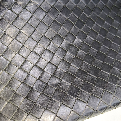 BOTTEGA VENETA Black Calf Leather Woven Clutch Black hardware-(SKU)-14277018