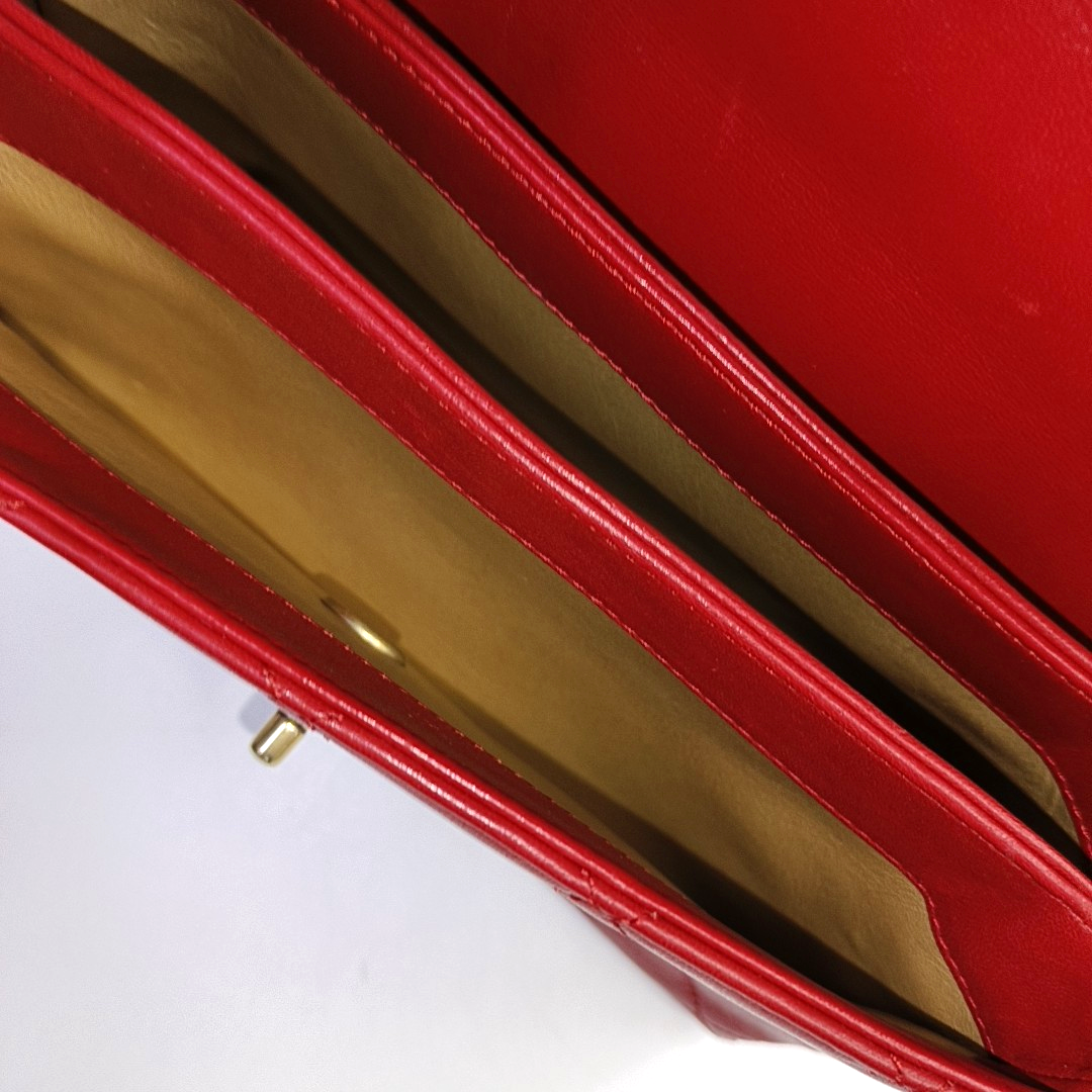 CHANEL TRENDY CC Red Calfskin Quilted Single Shoulder Bag Tote with Gold Hardware, 30 Clasp-(SKU)-946084069