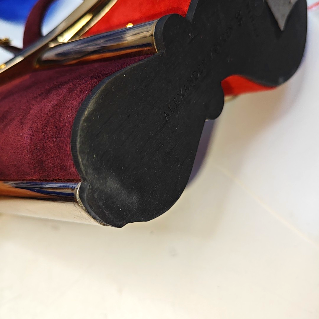 Alexander McQUEEN 36code Autumn Red Suede Leather Women's High Heel Sandals-(SKU)-943292517