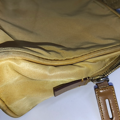 PRADA Tote bag Khaki Leather Logo Handbag Golden hardware-(SKU)-937766784