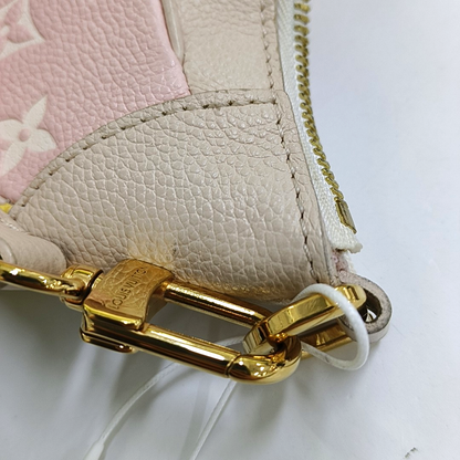 LOUIS VUITTON BAGATELLE Pink Calfskin Embossed Single Shoulder Bag Tote Bag Crossbody Bag Gold Hardware 2 Removable Straps-(SKU)-947832107