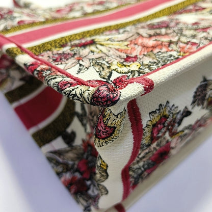 DIOR Book Tote Medium Multicolor Canvas Embroidered Handbag-(SKU)-969631760