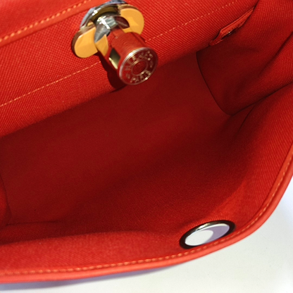 HERMÈS Herbag 31 National Flag Red Canvas Crossbody Tote Bag Single Shoulder Bag Silver Hardware A Removable Strap-(SKU)-961466462