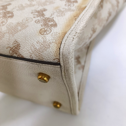 COACH FIELD White Coated Canvas Carriage Single Shoulder Bag Crossbody Handbag Golden hardware Removable shoulder strap-(SKU)-940671744