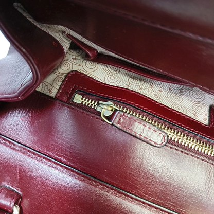 BVLGARI ISABELLA ROSSELLINI Burgundy Cowhide Single Shoulder Bag Handbag Crossbody Golden hardware Removable shoulder strap-(SKU)-931850112