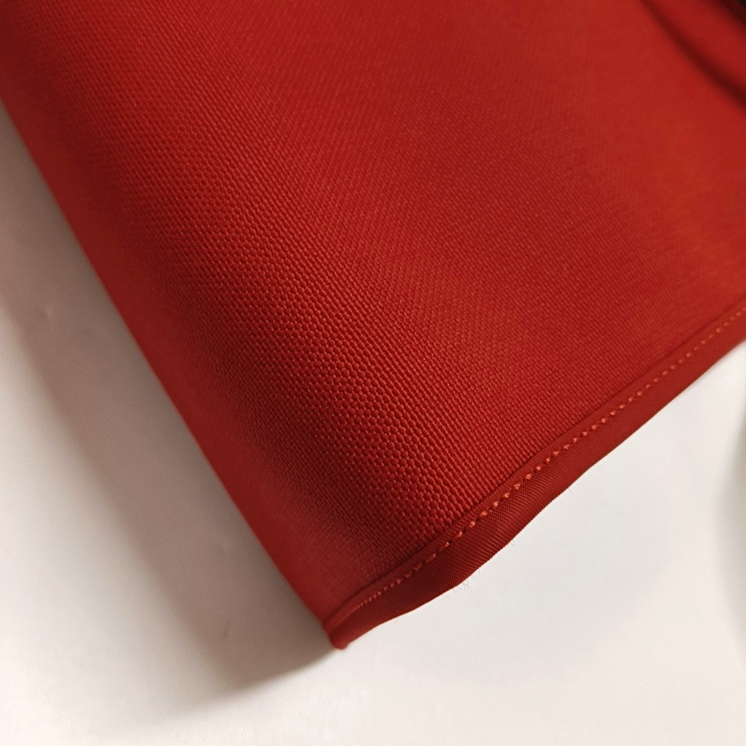 HERMÈS Herbag 31 National Flag Red Canvas Crossbody Tote Bag Single Shoulder Bag Silver Hardware A Removable Strap-(SKU)-961466462