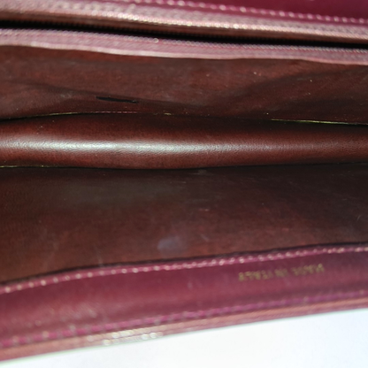 CELINE Burgundy Leather Single Shoulder Bag Golden hardware Removable shoulder strap-(SKU)-954657599