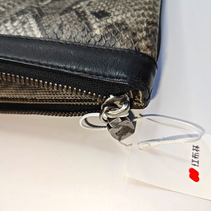 MCM Gray Coated Canvas Monogram Studs Clutch Silver Hardware-(SKU)-936462399