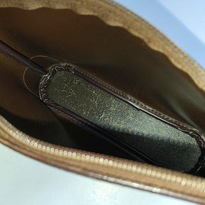 BURBERRY Light Green Canvas Clutch Golden hardware-(SKU)-959769066