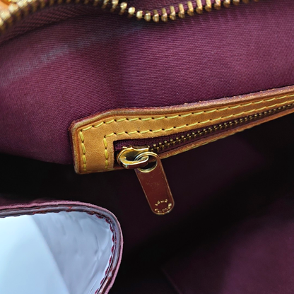 LOUIS VUITTON BREA Burgundy Patent Leather Monogrammed Grained Handbag Shoulder Bag Golden hardware Removable shoulder strap-(SKU)-13772850