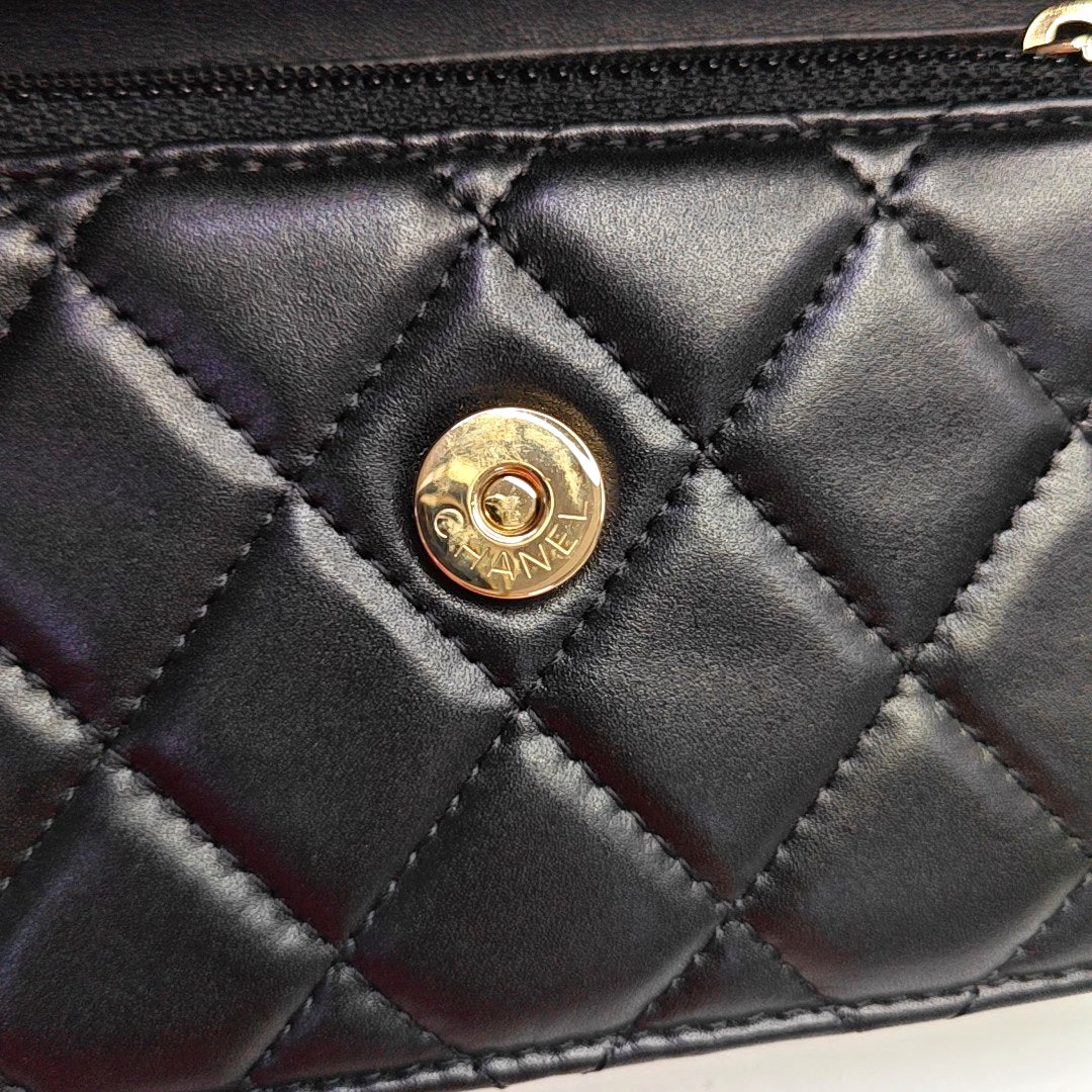 CHANEL WOC Black Lamb Skin Quilted Single Shoulder Bag Golden Hardware 31 Openings-(SKU)-969281710