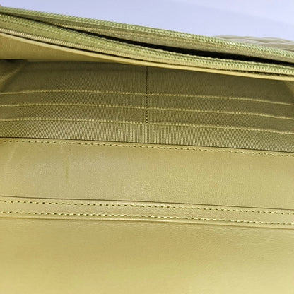 CHANEL WOC Yellow Green Lamb Skin Quilted Single Shoulder Bag Crossbody Bag Golden Hardware-(SKU)-966293271