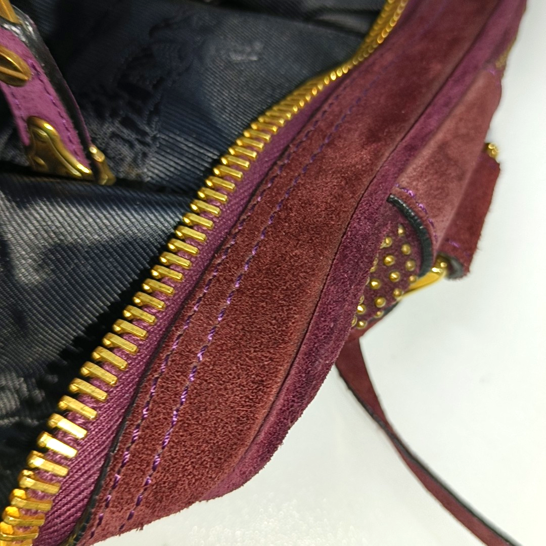 BURBERRY Purple Velvet Leather Tote Bag Golden hardware-(SKU)-12946177
