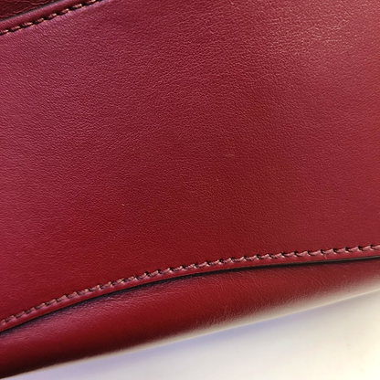 Miu Miu Burgundy leather handbag, single shoulder bag Golden hardware Removable shoulder strap-(SKU)-949081414