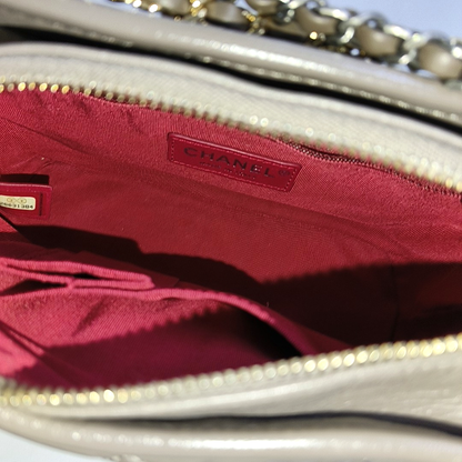 CHANEL GABRIELLE Small Brown Calfskin Quilted Grained Crossbody Bag Shoulder Bag Gold Silver Rhodium Hardware 26 Clasp Removable Strap-(SKU)-953980121