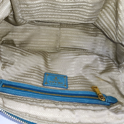 PRADA Tote bag Light Blue Cowhide Crossbody Tote Shoulder Bag Golden hardware Removable shoulder strap-(SKU)-959563238