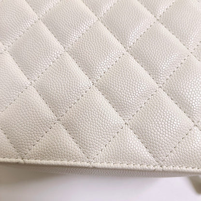 CHANEL SURPIQUE White Calfskin Quilted Monogram Crossbody Single Shoulder Bag with Gold Hardware-(SKU)-966839667