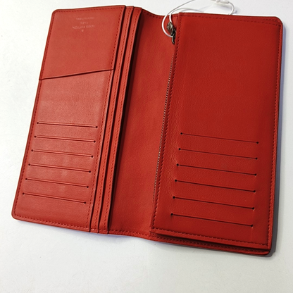 LOUIS VUITTON BRAZZA Orange Cowhide Checkered Logo Wallet Ruthenium color hardware-(SKU)-951249626