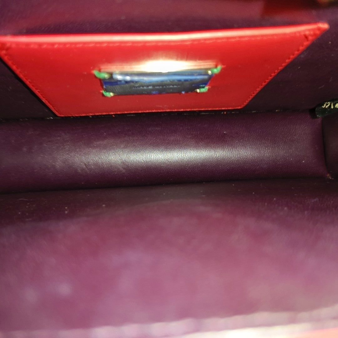 BVLGARI SERPENTI FOREVER Small Red Pearl Fish Skin Snakehead Shoulder Bag Crossbody with Multicolor Hardware-(SKU)-968505989