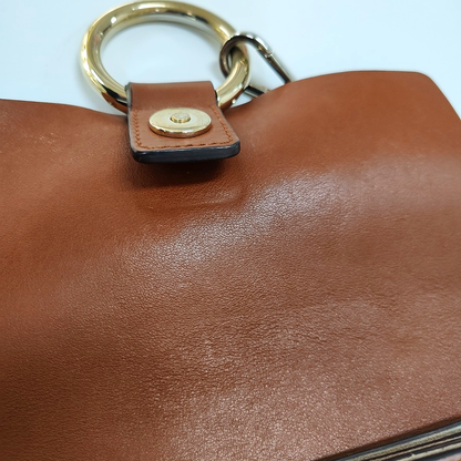 Chloé Faye Small size Brown Cowhide Embossed Crossbody Bag Single Shoulder Bag Golden hardware-(SKU)-957953452