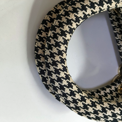 DIOR Lady D-Lite Medium Black Canvas Monogram Embossed Tweed Lady Dior Bag with Detachable Strap-(SKU)-943402222