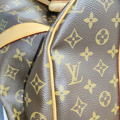 LOUIS VUITTON KEEPALL 50, brown coated canvas monogram Boston bag, shoulder bag, handbag with golden hardware and detachable strap-(SKU)-958409659