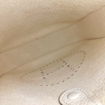 HERMÈS Evelyne Mini Cream Clemence Leather Cutout Evelyne Shoulder Bag Crossbody Bag with Silver Hardware and Z, Detachable Shoulder Strap-(SKU)-947690119