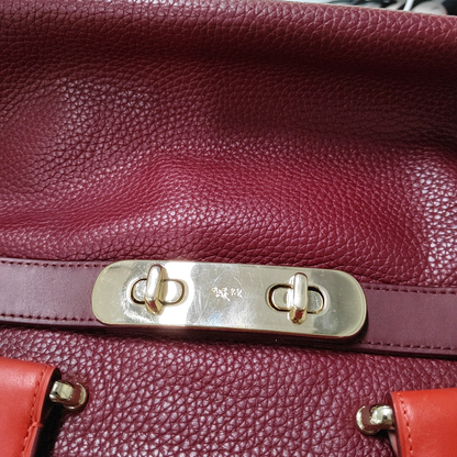 COACH SWAGGER Maroon Cowhide Single Shoulder Bag Handbag Golden hardware Removable shoulder strap-(SKU)-934444817