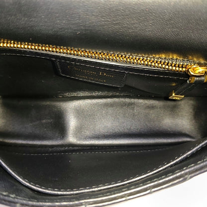 DIOR Dior Caro Small Black Calfskin Diamond Quilted Shoulder Bag Crossbody Bag Gold Hardware Removable Strap-(SKU)-969074016