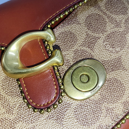 COACH TABBY Red Cowhide Monogram Studs Handbag Golden hardware-(SKU)-941273975
