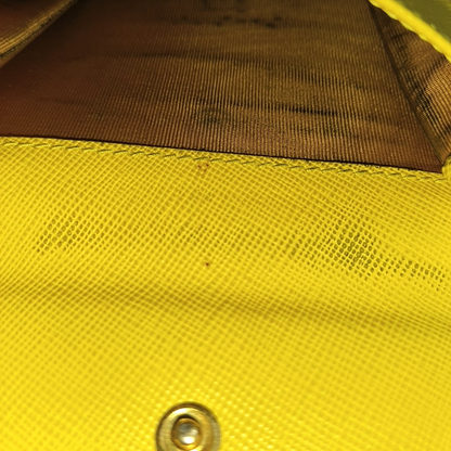 PRADA Yellow Cowhide Cross Grain Wallet Golden hardware-(SKU)-938135493