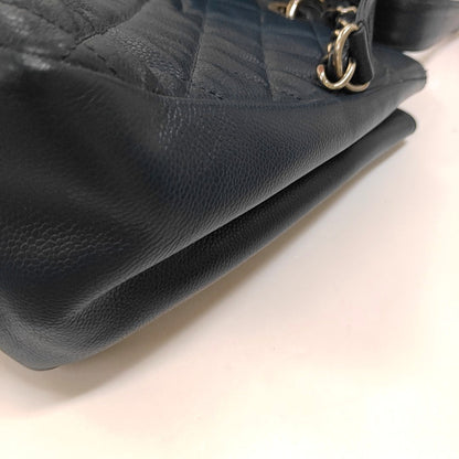 CHANEL CHANEL GST Large Blue Calfskin Quilted Matelassé Shoulder Bag Silver Hardware 17 Clasp-(SKU)-966451937