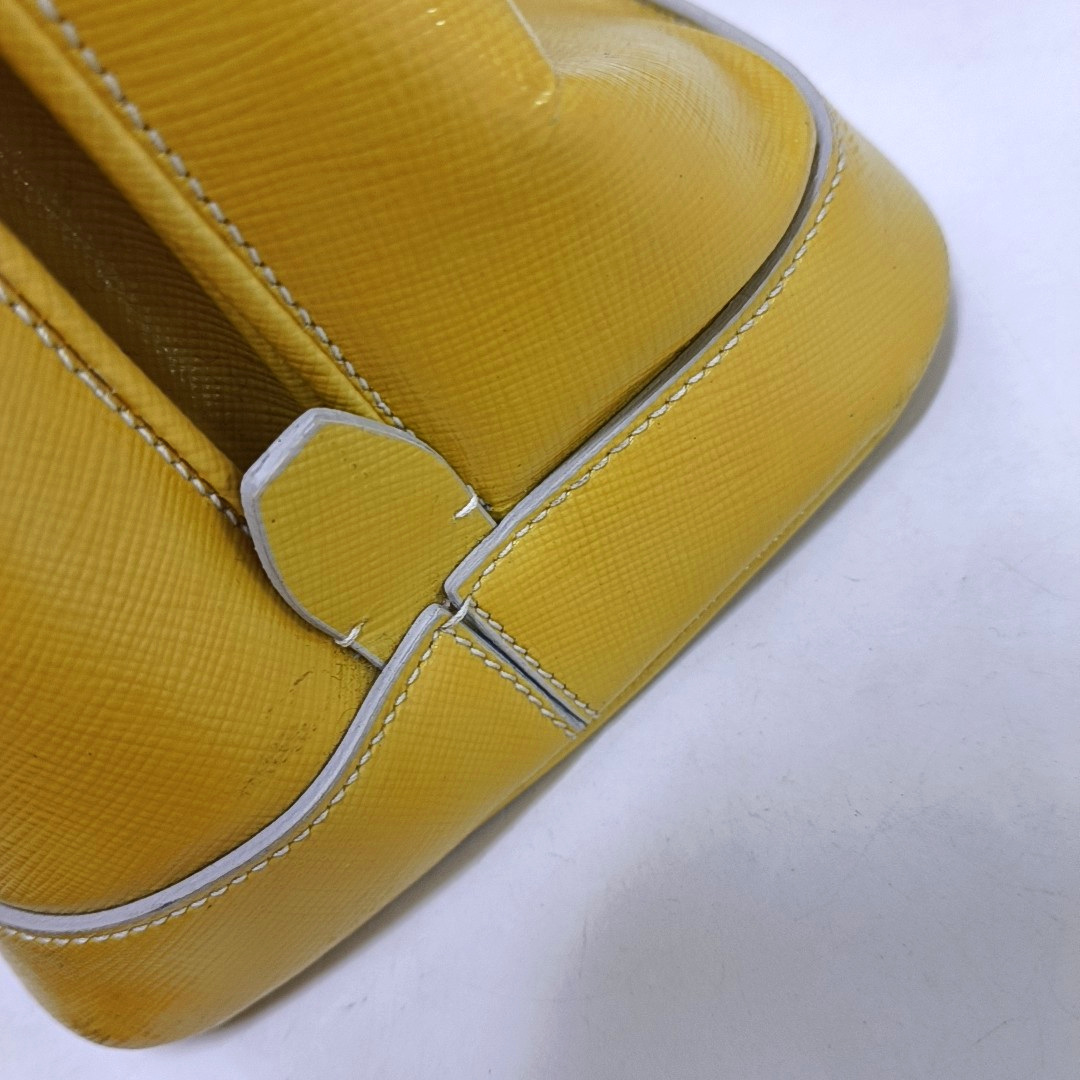PRADA Promenade Yellow Cowhide Logo Monogram Crossbody Tote Bag Golden hardware Removable shoulder strap-(SKU)-959047479
