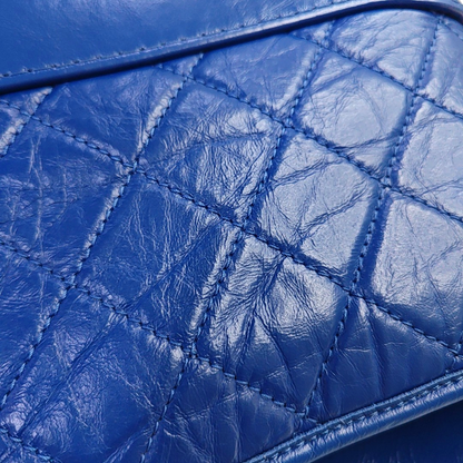 CHANEL GABRIELLE Small size blue leather quilted diamond crossbody bag single shoulder bag handbag golden silver ruthenium hardware 29 opening detachable shoulder strap-(SKU)-951676219