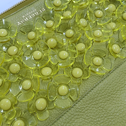 BURBERRY Yellow Green Leather Studs Embellished Shoulder Bag Crossbody Golden hardware Removable shoulder strap-(SKU)-954809975