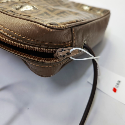 FENDI 棕色特殊材质双F斜挎包Shoulder Bag Brown Hardware-(SKU)-945609210