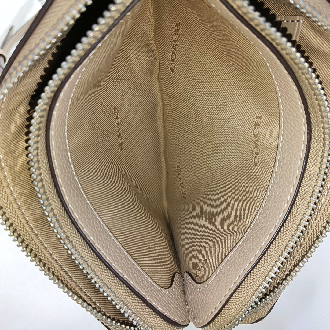 COACH Camera Bag Brown Leather Single Shoulder Bag Crossbody Bag Silver Hardware Removable shoulder strap-(SKU)-951332915