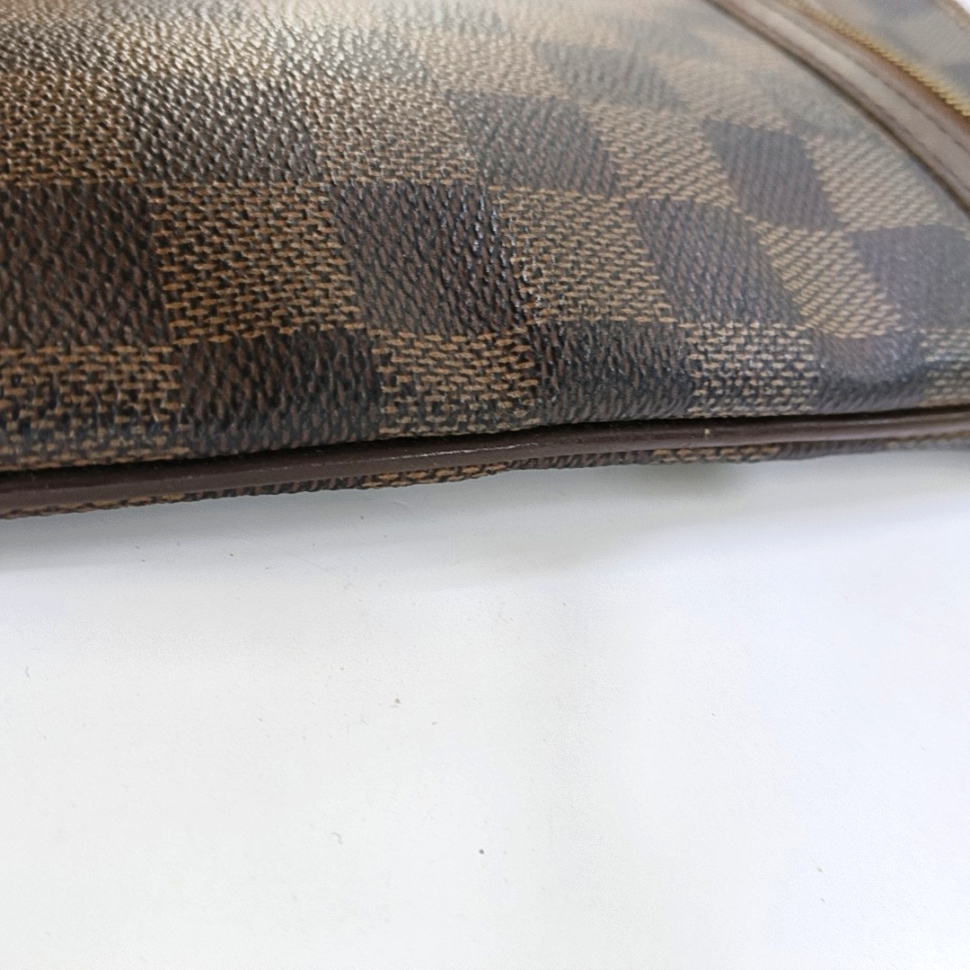 LOUIS VUITTON Brown Coated Canvas Checkered Single Shoulder Bag Crossbody Golden hardware-(SKU)-928779236