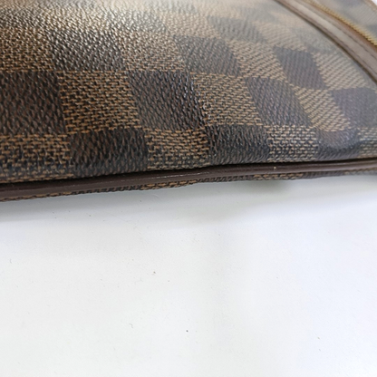 LOUIS VUITTON Brown Coated Canvas Checkered Single Shoulder Bag Crossbody Golden hardware-(SKU)-928779236