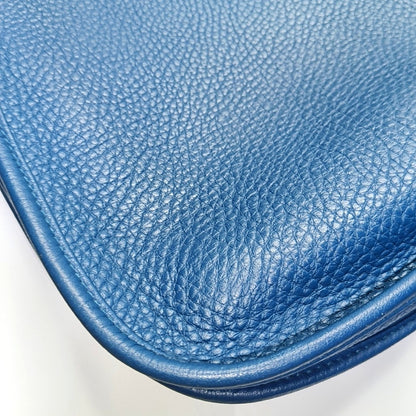 HERMÈS Evelyne GM Denim Blue Clemence Cowhide Openwork Evelyne Single Shoulder Bag Clutch Silver Hardware 🄿 Removable Strap-(SKU)-966962890