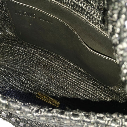 LOEWE Ola Medium Black Straw Single Shoulder Bag Golden Hardware Removable Strap-(SKU)-967584835