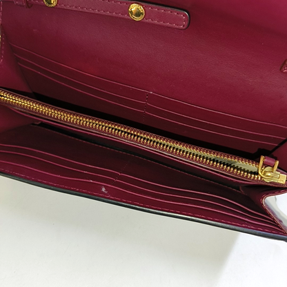 BURBERRY Henley Burgundy Cowhide Embossed Crossbody Shoulder Bag Golden hardware Removable shoulder strap-(SKU)-952775752