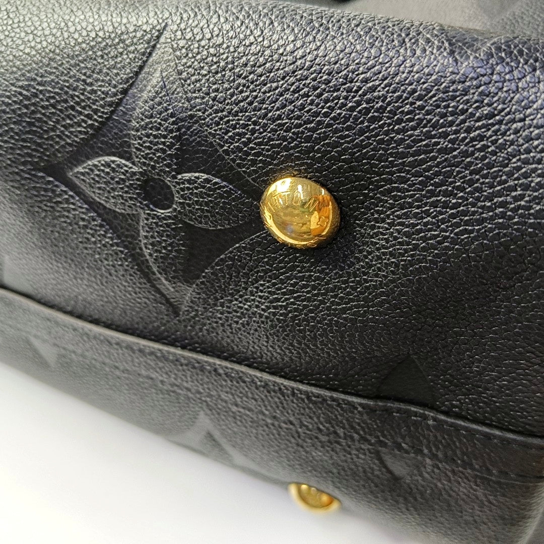 LOUIS VUITTON CARRYALL Medium Black Leather Monogram Crinkle Samurai Shoulder Bag Tote with Gold Hardware and Removable Strap-(SKU)-963988970