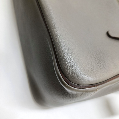 HERMÈS Hebdo Reporter Asphalt Grey Evercolor Calfskin Single Shoulder Bag Crossbody Bag Silver Hardware 🄾 Stamped-(SKU)-948246484