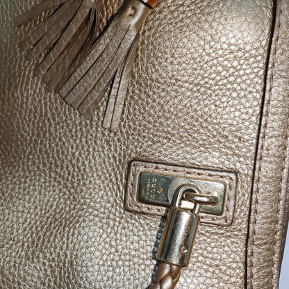 GUCCI Bella Gold Cowhide Fringe Woven Handbag Golden hardware-(SKU)-935482640